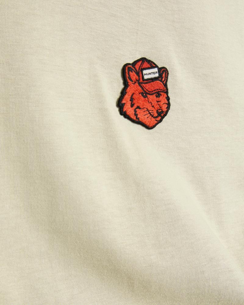 Hunter Men MK X HUNTER FOX HEAD PATCH TEE SHIRT STONE BEIGE P129 - Image 3