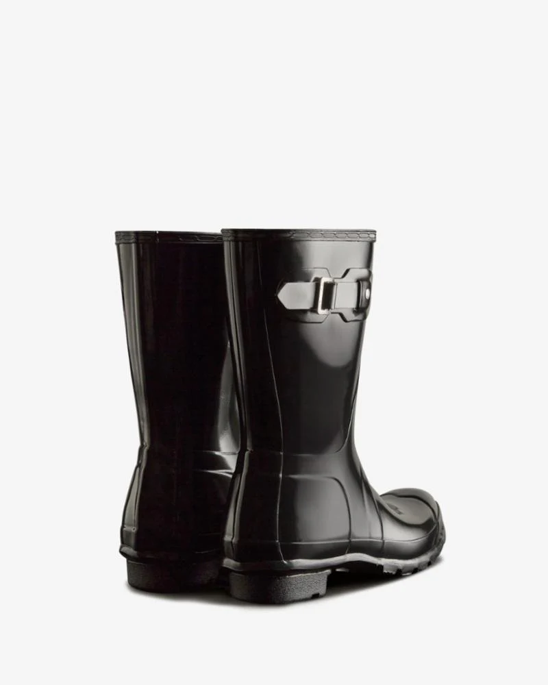 Hunter Women WOMENS ORIGINAL SHORT GLOSS BOOT BLACK - Image 3